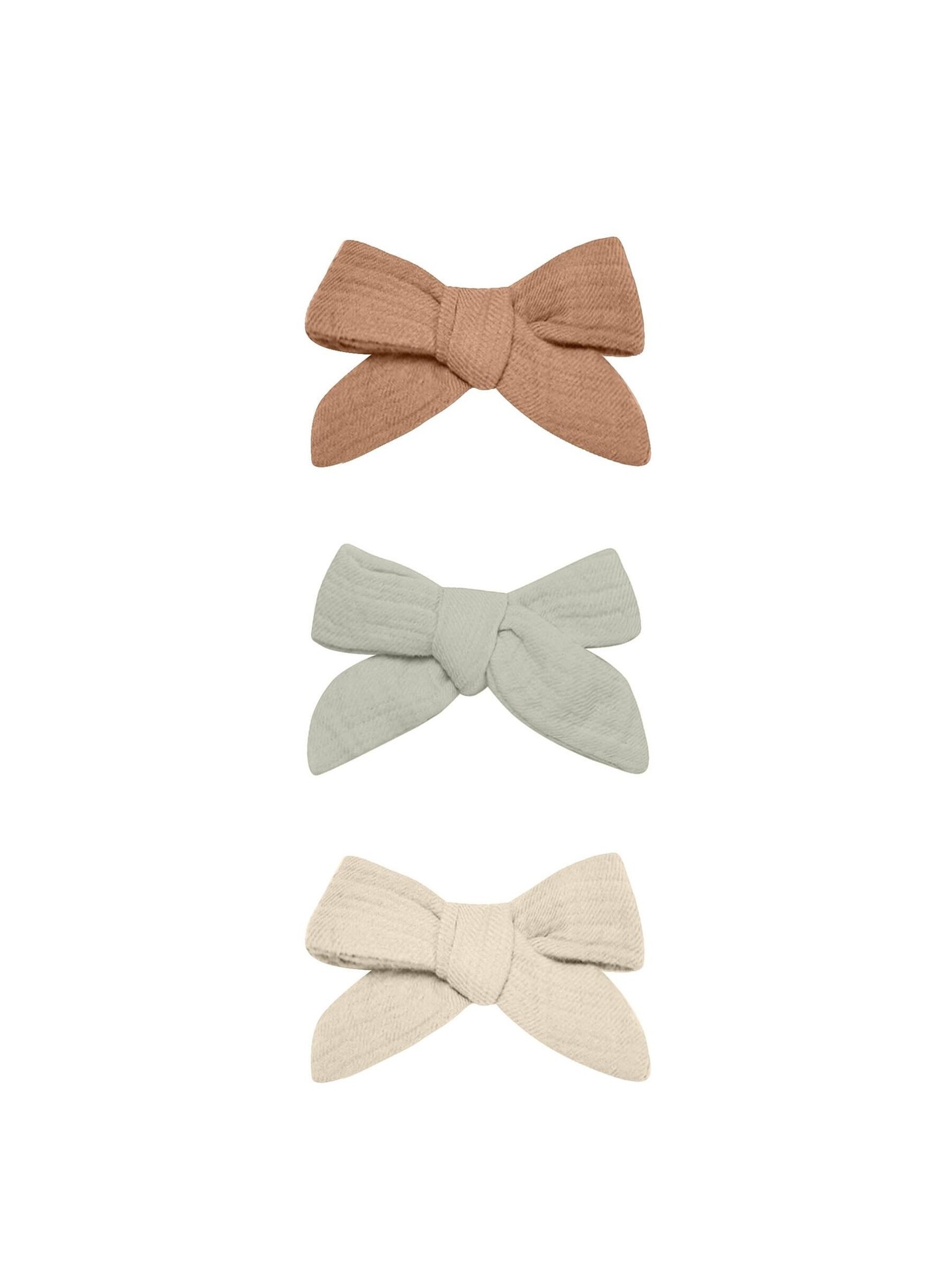 bow w. clip, set of 3 | clay, pistachio, natural