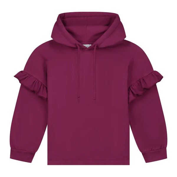 Celia hooded ruffle sweater magneta purple