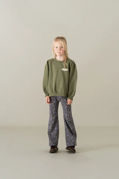 Flared Pants Dark Slate Ditsy Floral
