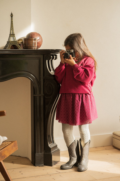 Broidery Skirt Red Plum