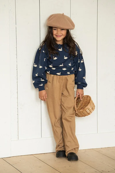 Balloon Collar Sweater Classic Blue Swans