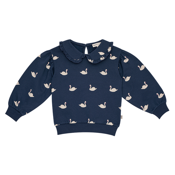 Balloon Collar Sweater Classic Blue Swans