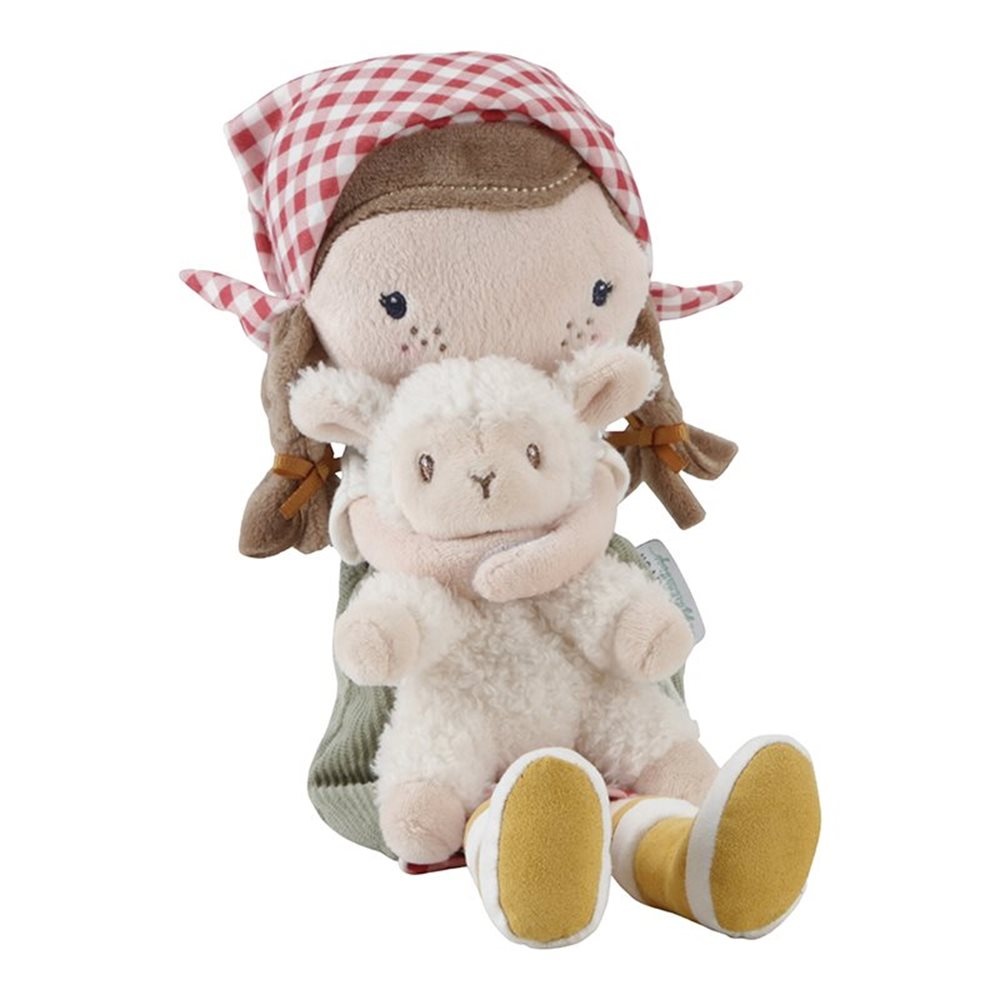 Knuffelpop Boerin Rosa met schaap 35 cm