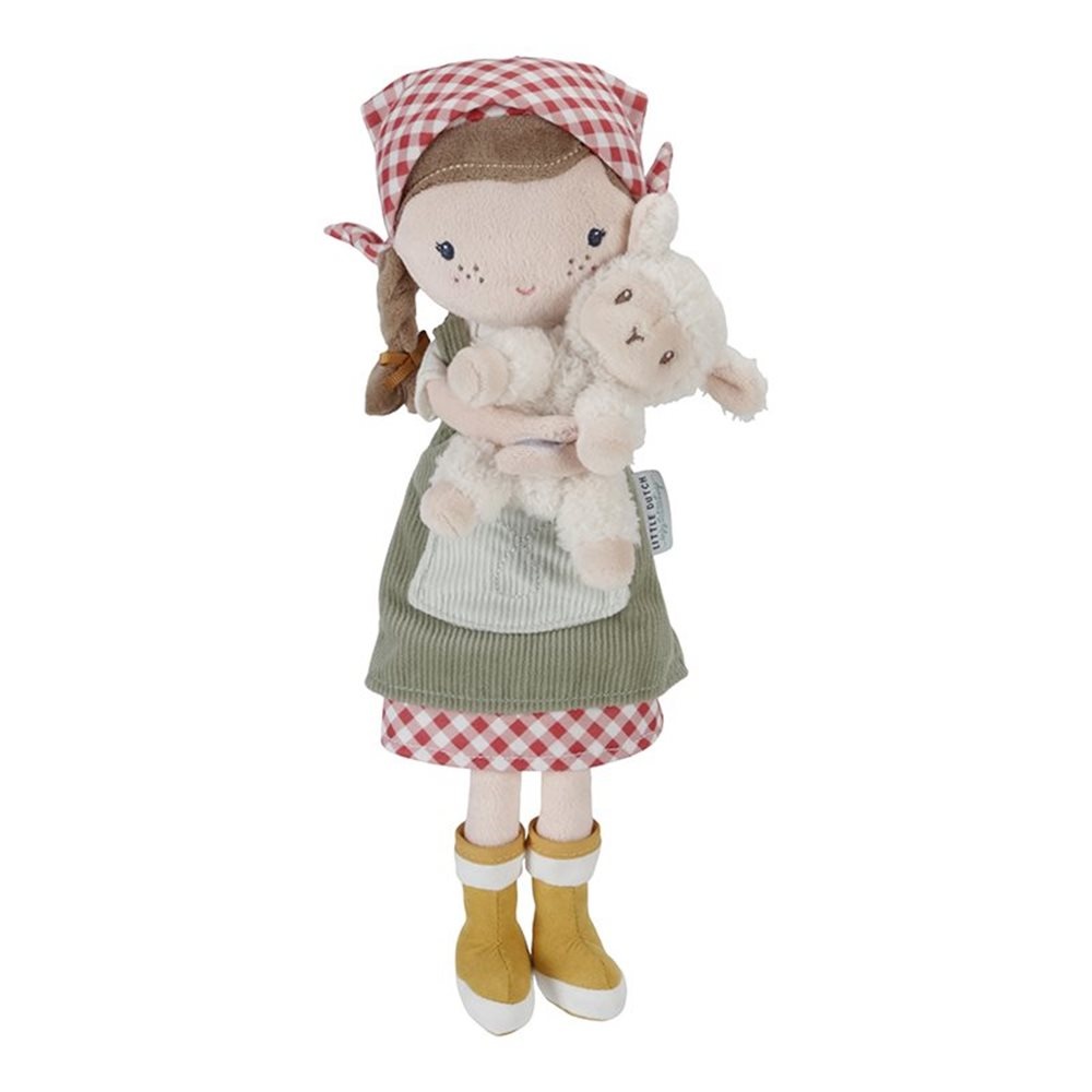 Knuffelpop Boerin Rosa met schaap 35 cm