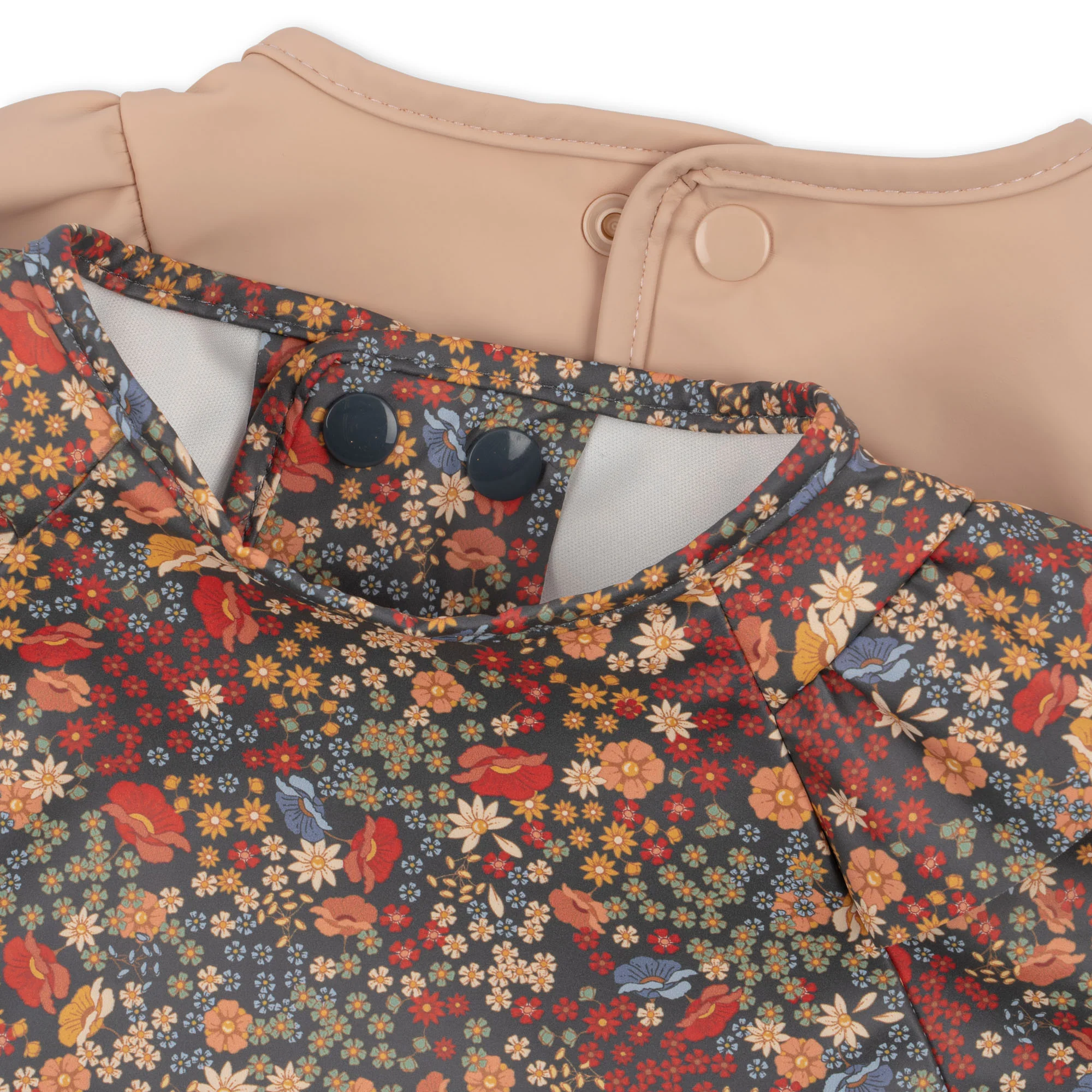 DINNER BIB WITH SLEEVES AND FRILL VILLETTA BLUE