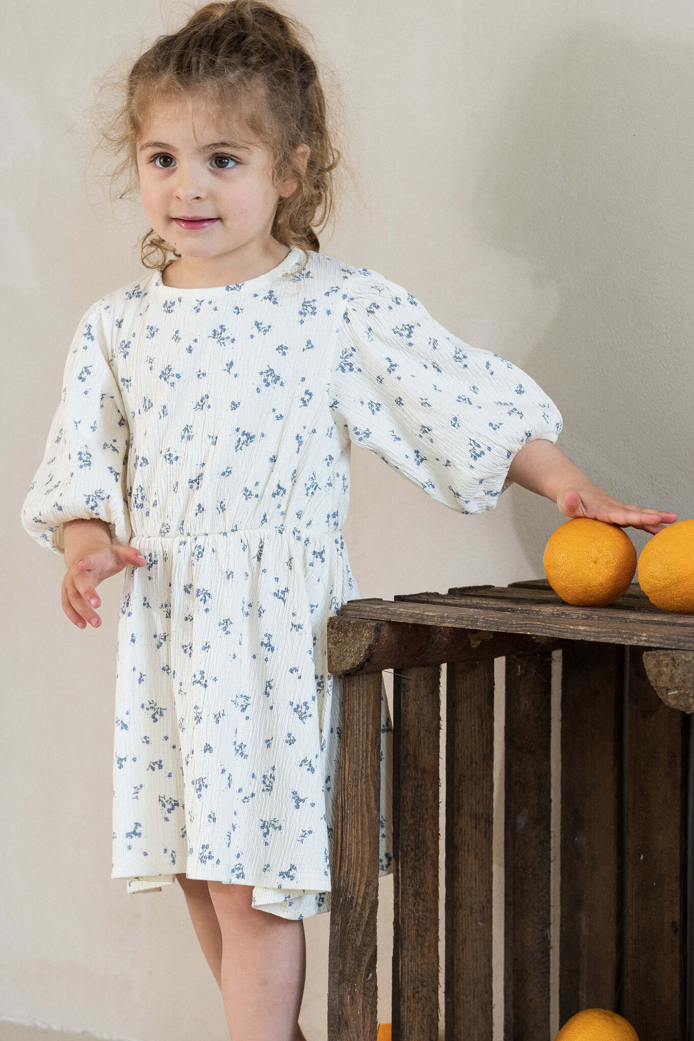 Balloon Dress (SS) Stone Blue Floral