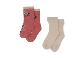 2 PACK JACQUARD POINTELLE SOCKS PINK