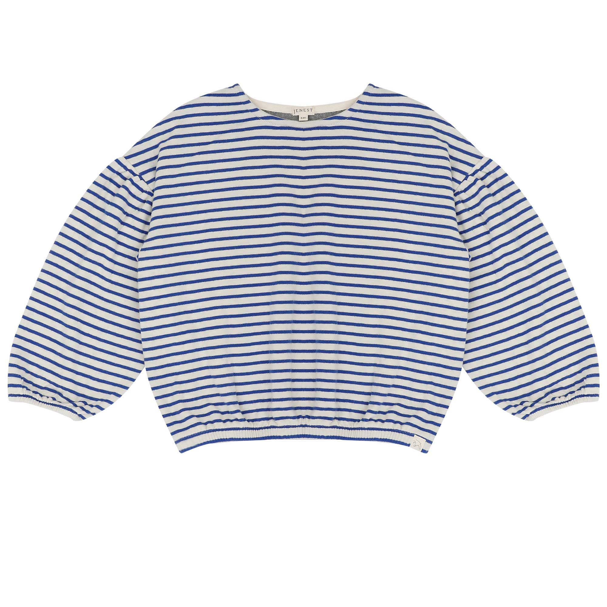 ISA T-SHIRT LS CORAL BLUE ECRU STRIPE/GREY MELANGE
