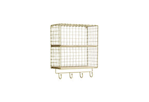 Iron wall shelf w/ hooks