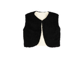 ZAYA GILET Black/ cream teddy