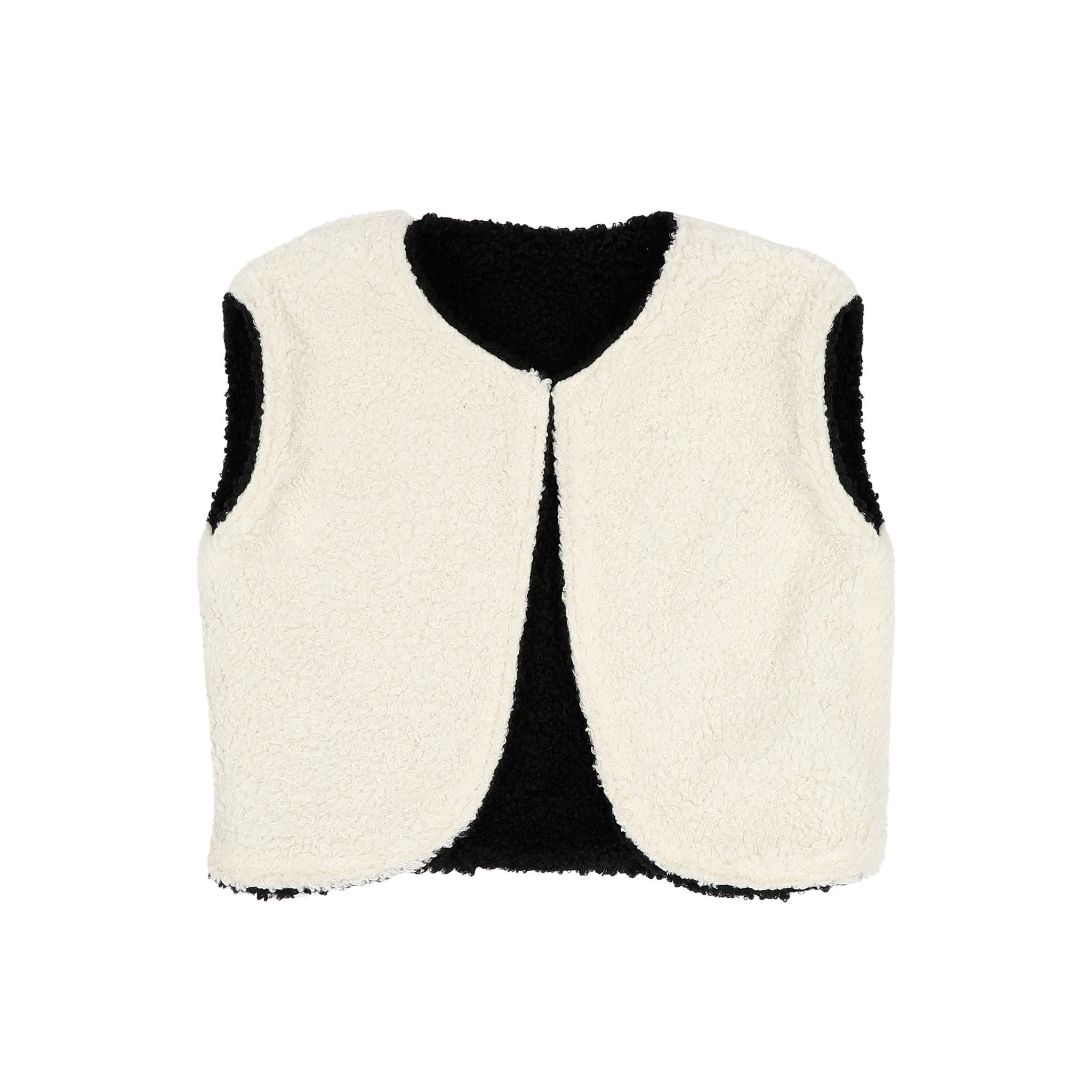 ZAYA GILET Black/ cream teddy