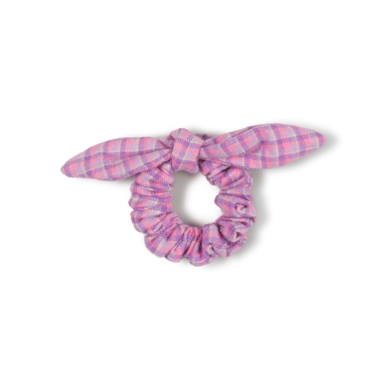 Bow Scrunchie Lila Checkered