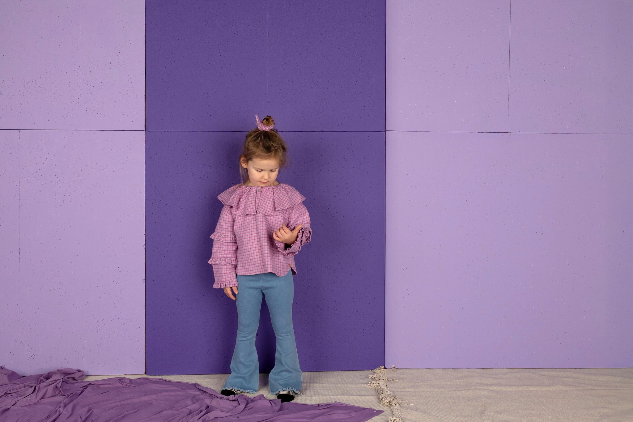 Bow Scrunchie Lila Checkered