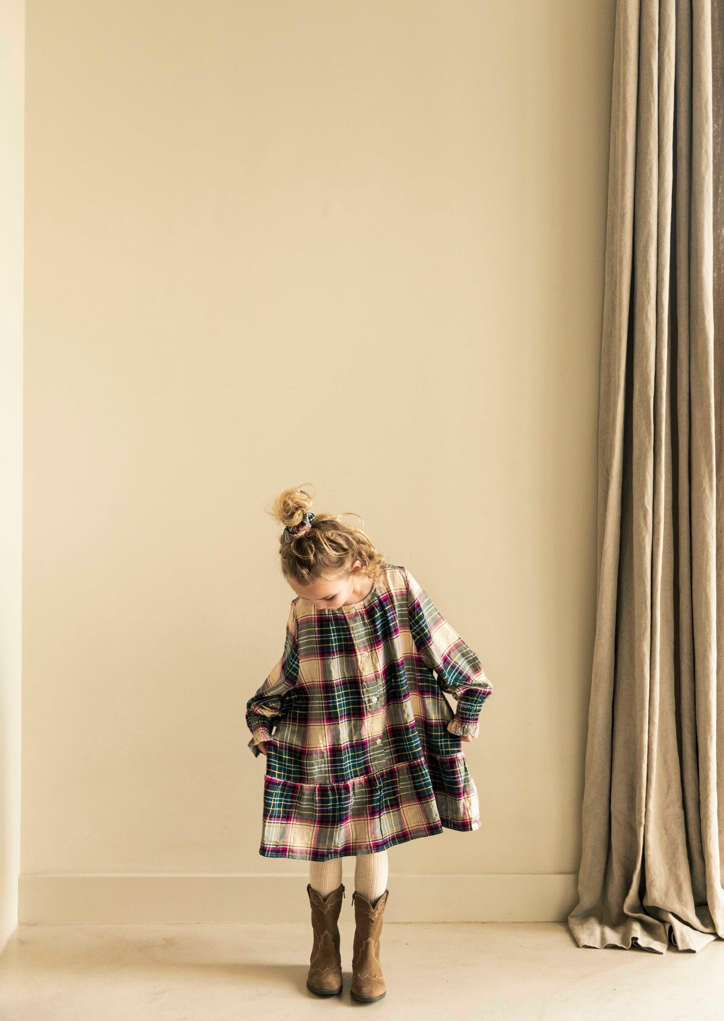 SKYE DRESS FUCHSIA GREEN CHECK