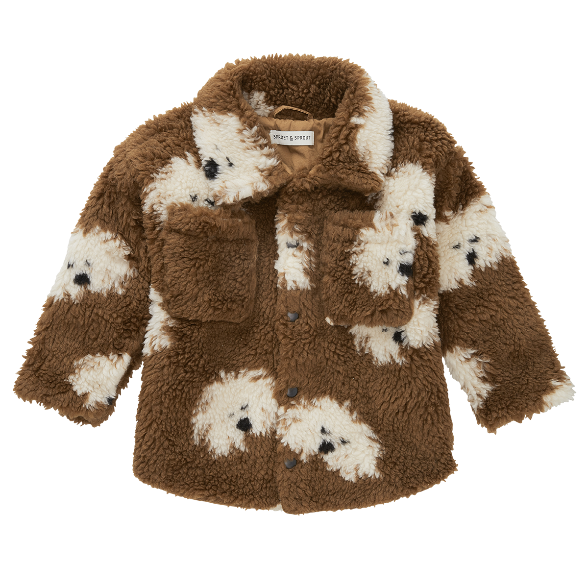 Teddy shirt jacket dog print Mocca