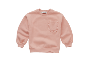 Girls sweatshirt ruffle pocket Peach parfait