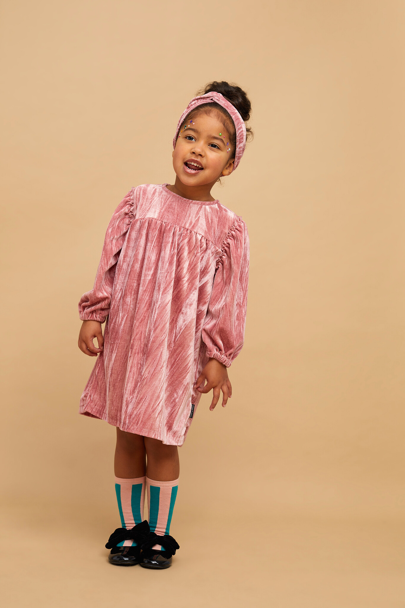 Poppy dress velvet Peach parfait