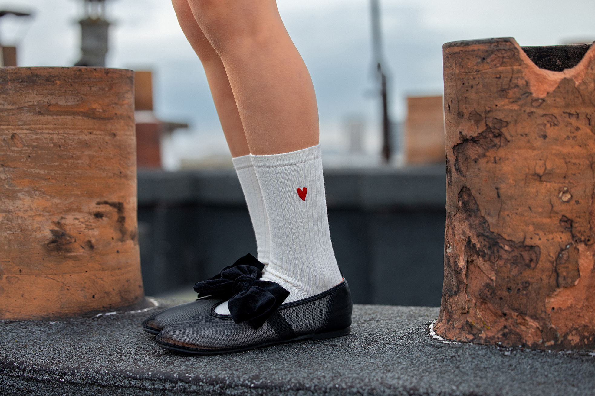 Sport socks heart Ivory
