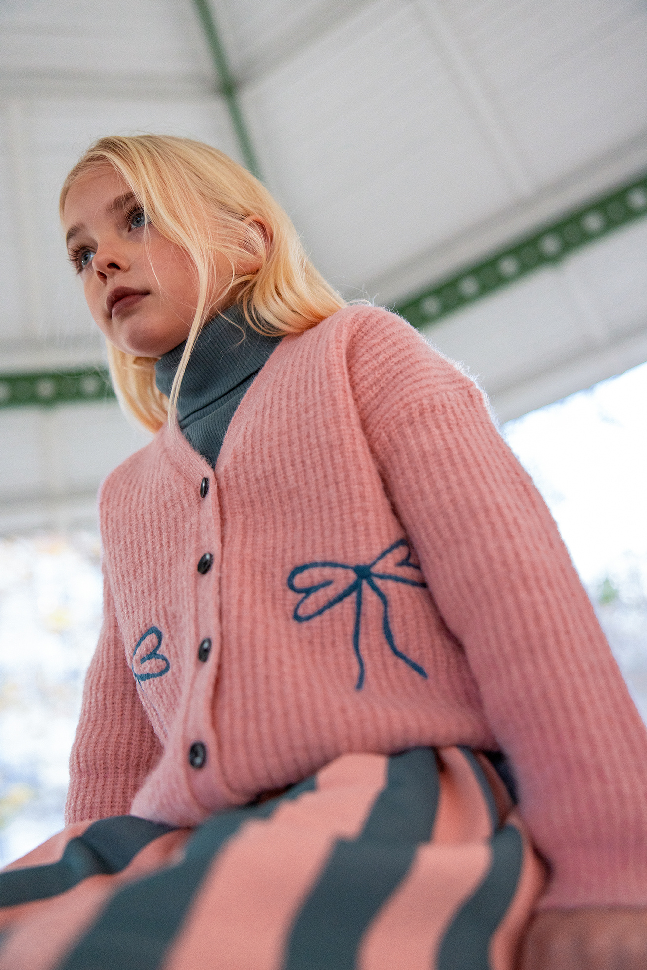 Girls cardigan bows Peach parfait