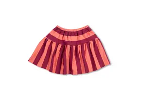 Ruffle Skirt Stripe Peach/Bordeaux