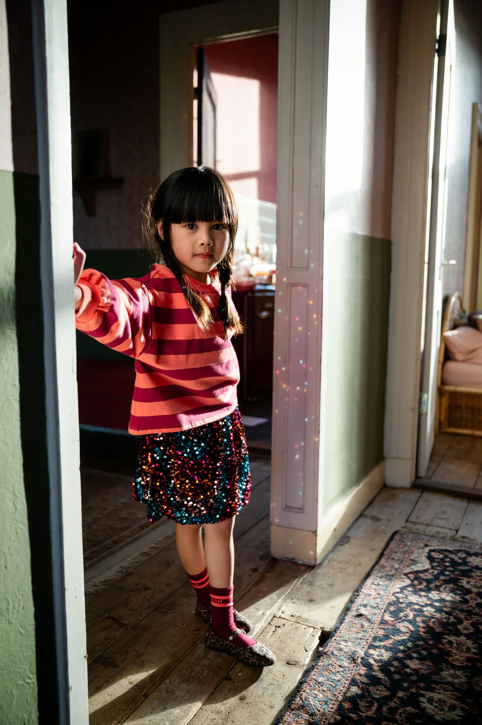Sweater Stripe Peach/Bordeaux