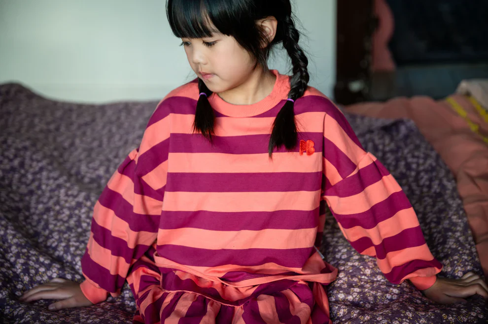 Sweater Stripe Peach/Bordeaux