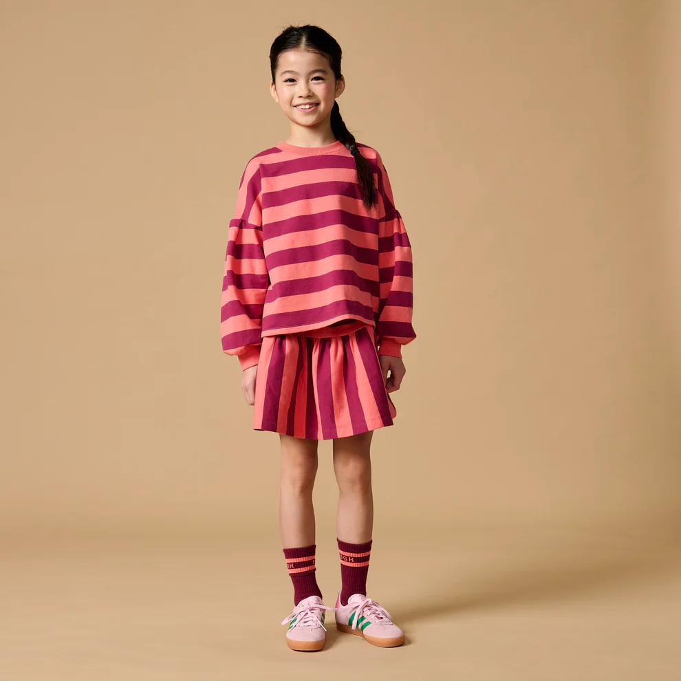 Sweater Stripe Peach/Bordeaux