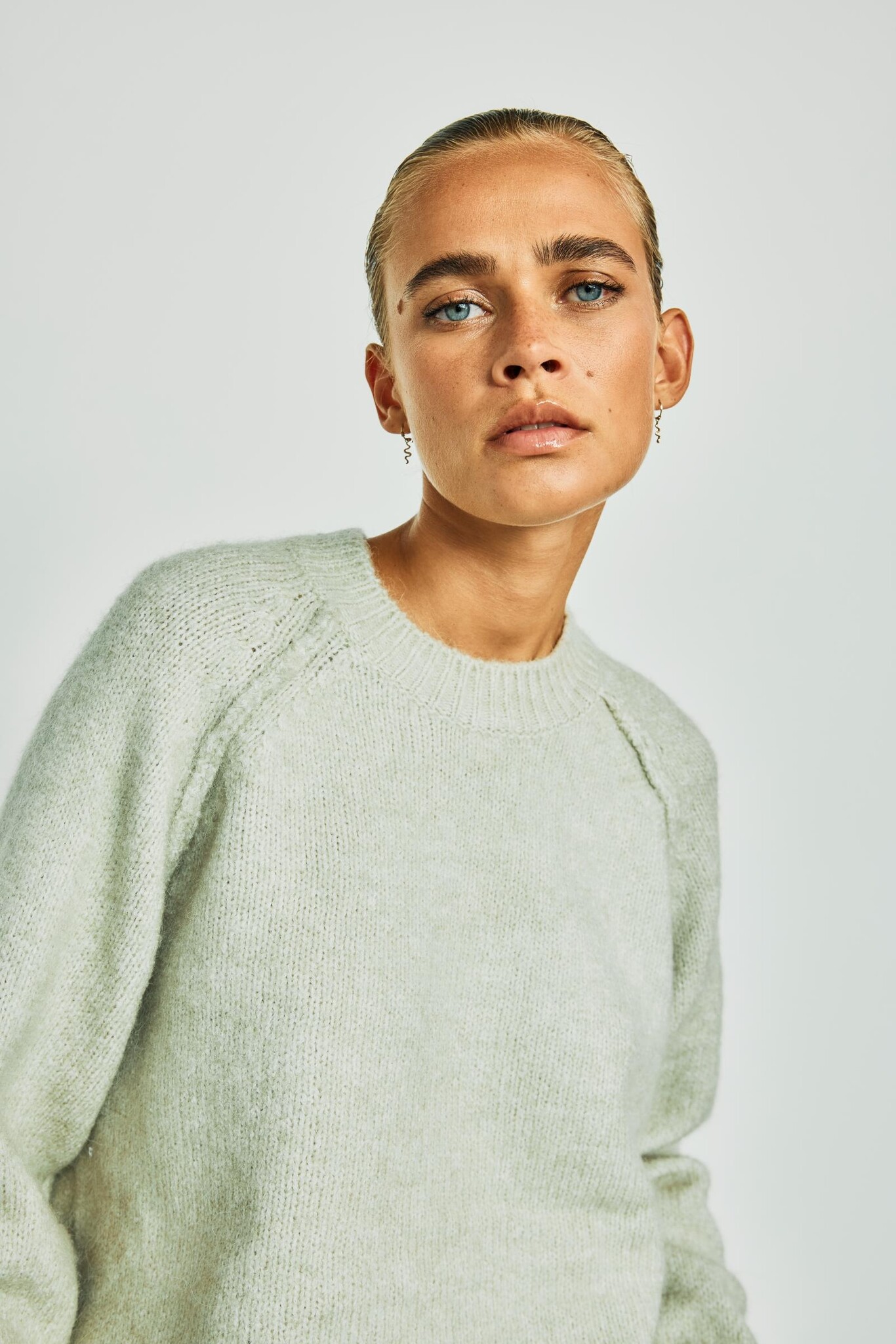 WBLANDREA LS CROPPED PULLOVER MINERAL GREY MELANGE