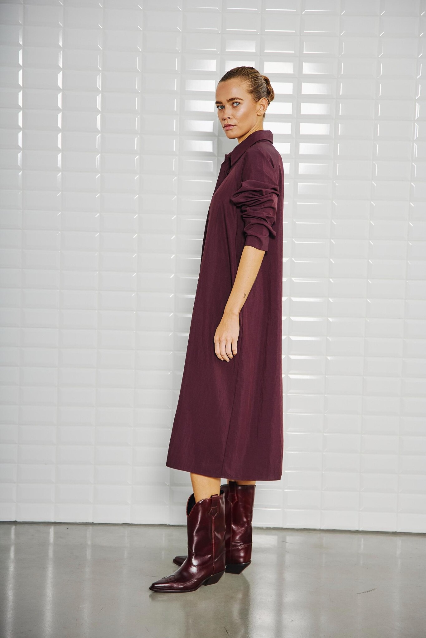 WBLJOLINE LS MIDI DRESS WINDSOR WINE