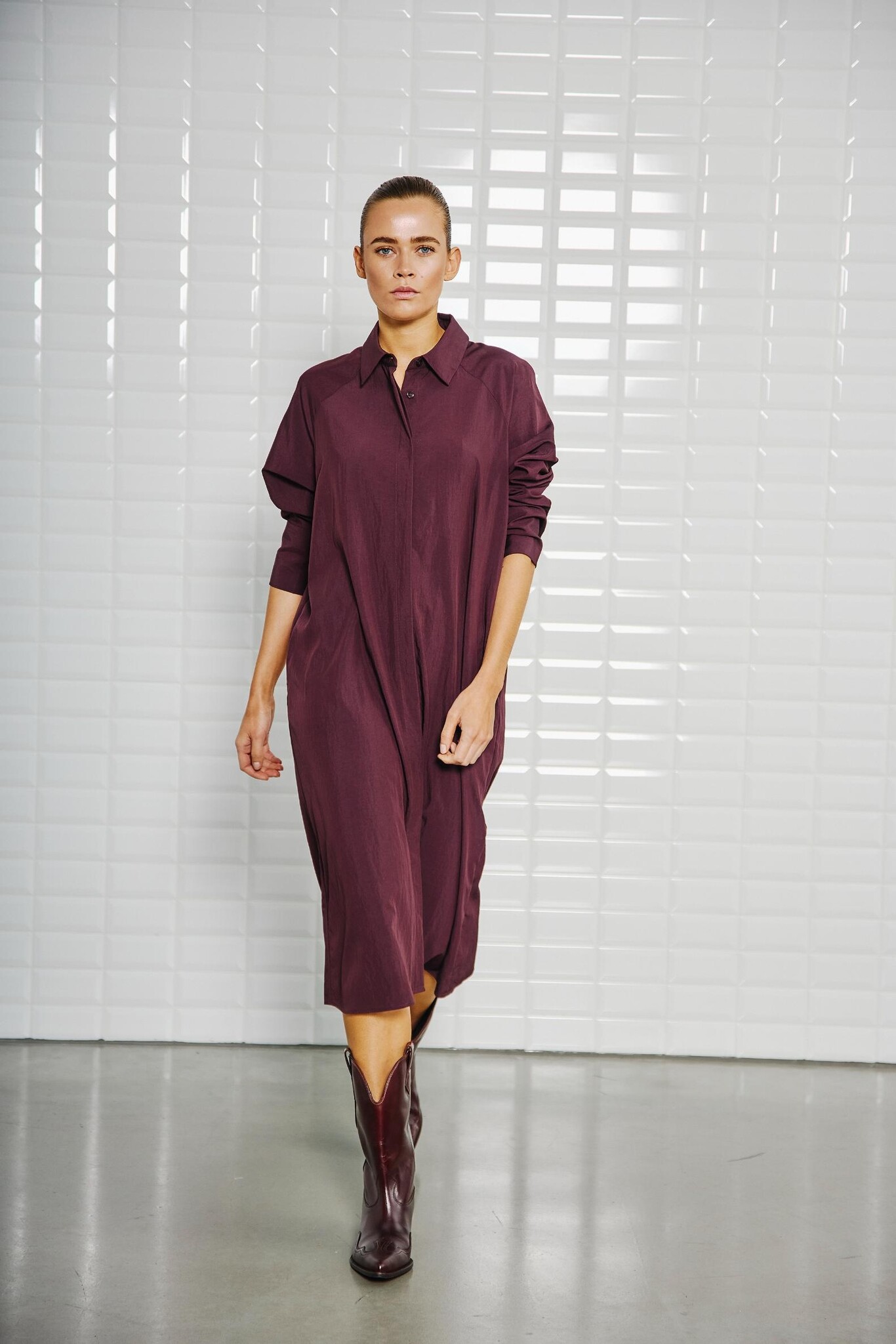 WBLJOLINE LS MIDI DRESS WINDSOR WINE
