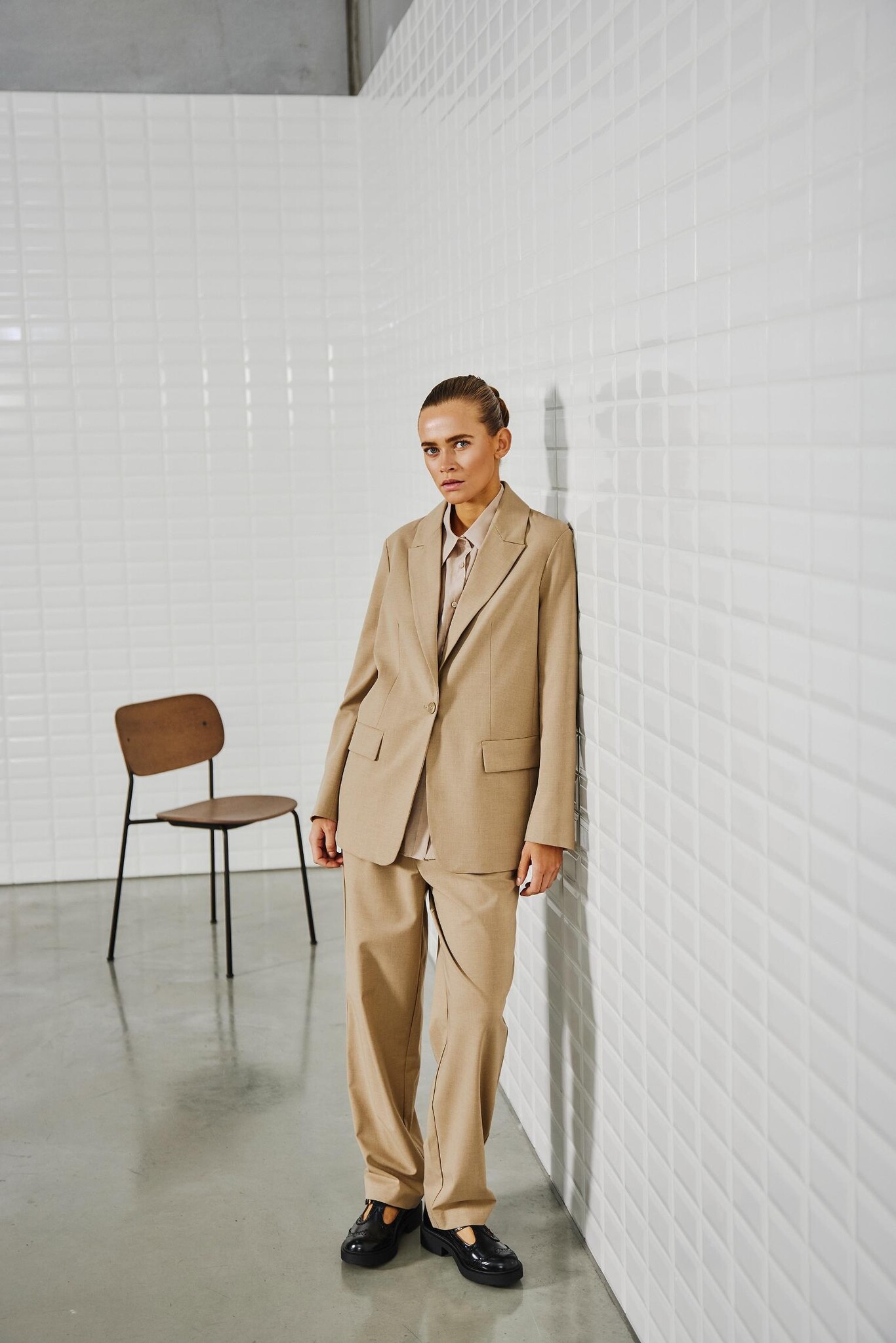 WBLVALENTINA TAILORED PANTS FALCON MELANGE