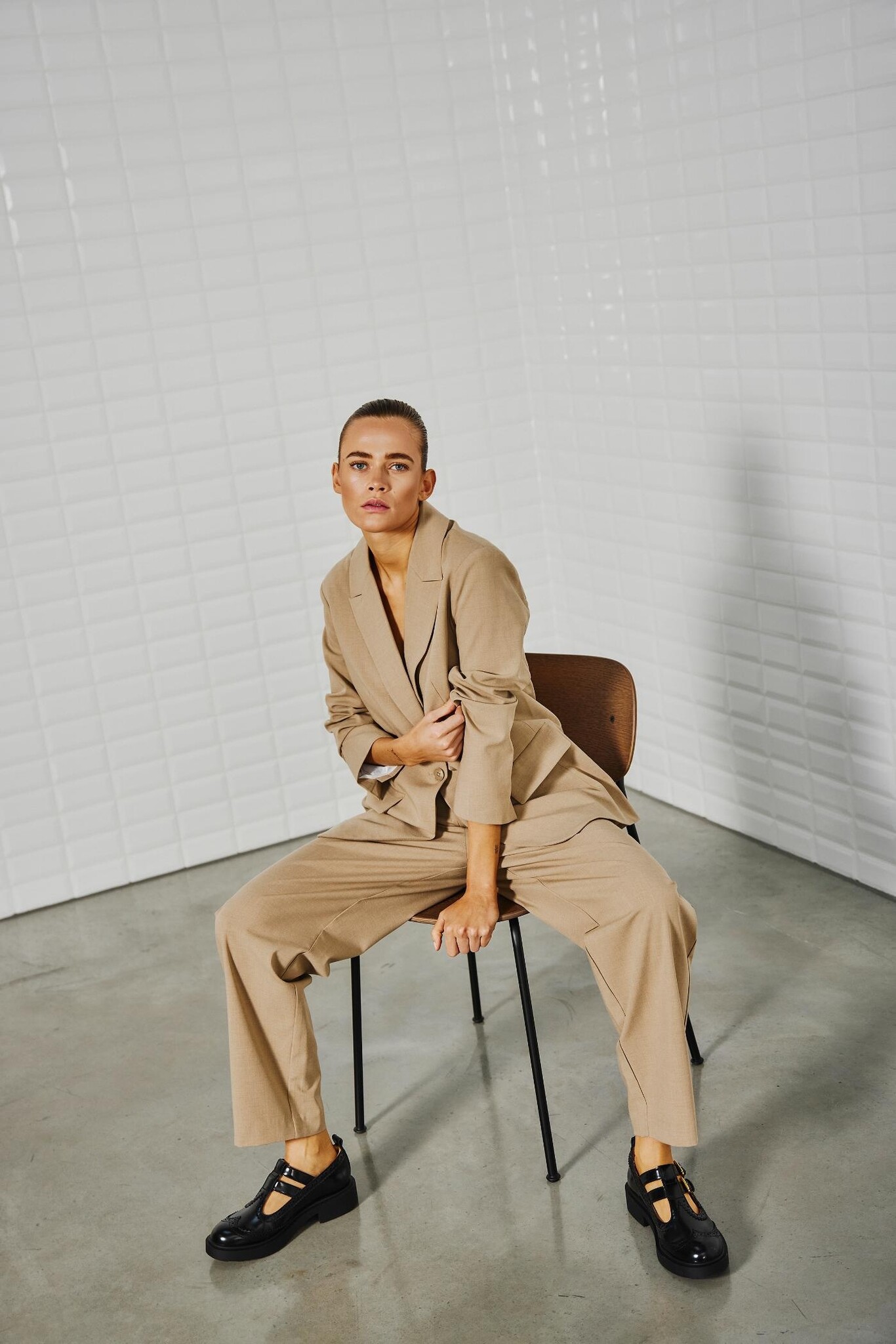 WBLVALENTINA TAILORED PANTS FALCON MELANGE