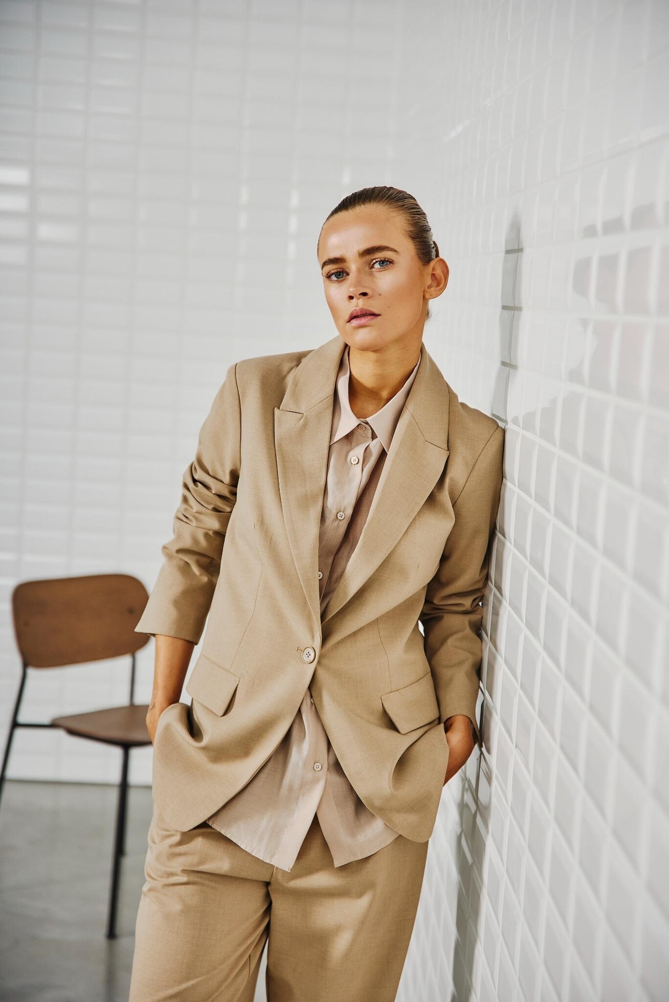 WBLVALENTINA TAILORED PANTS FALCON MELANGE