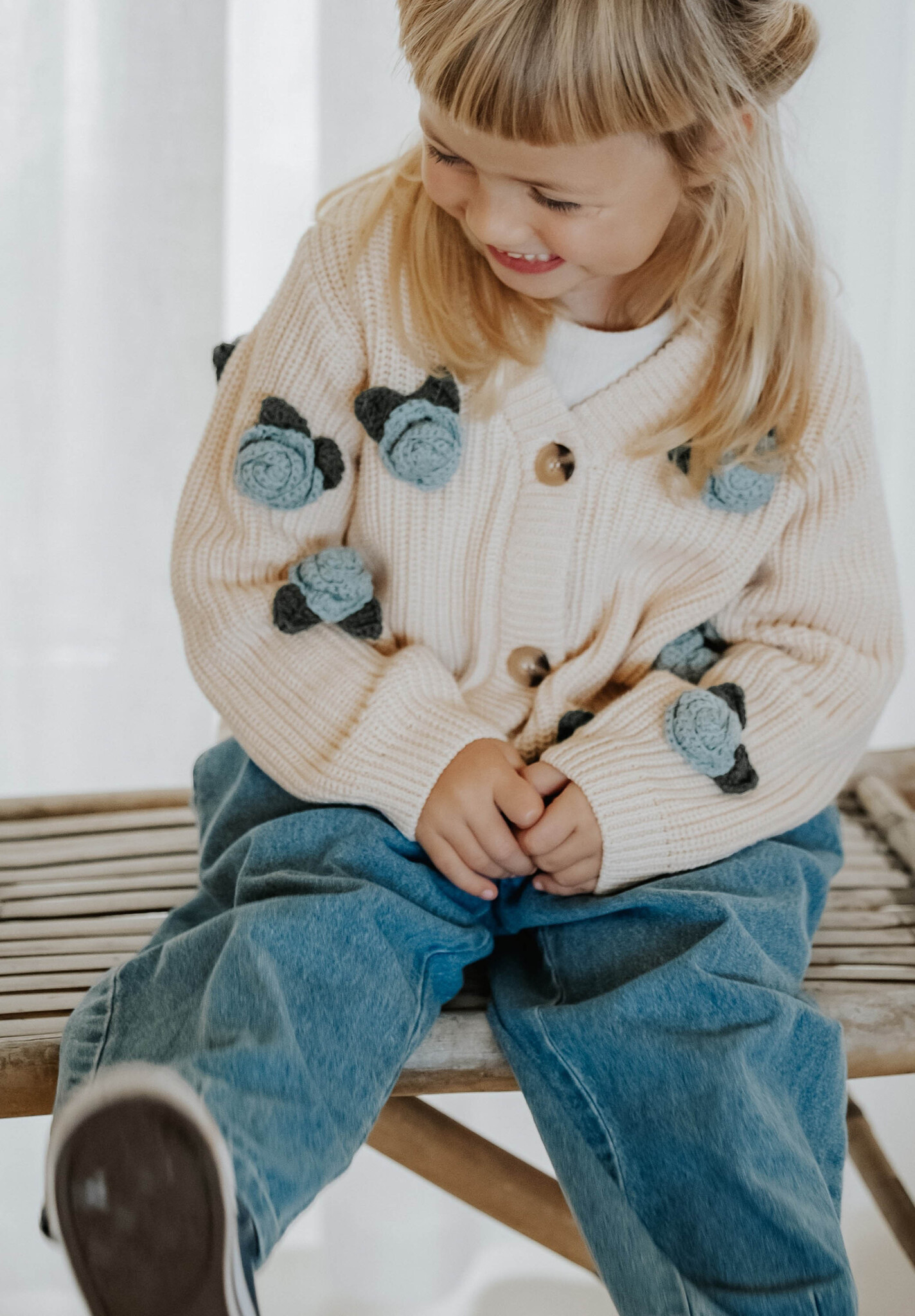 COOL FLOWER CARDIGAN/SANDSHELL