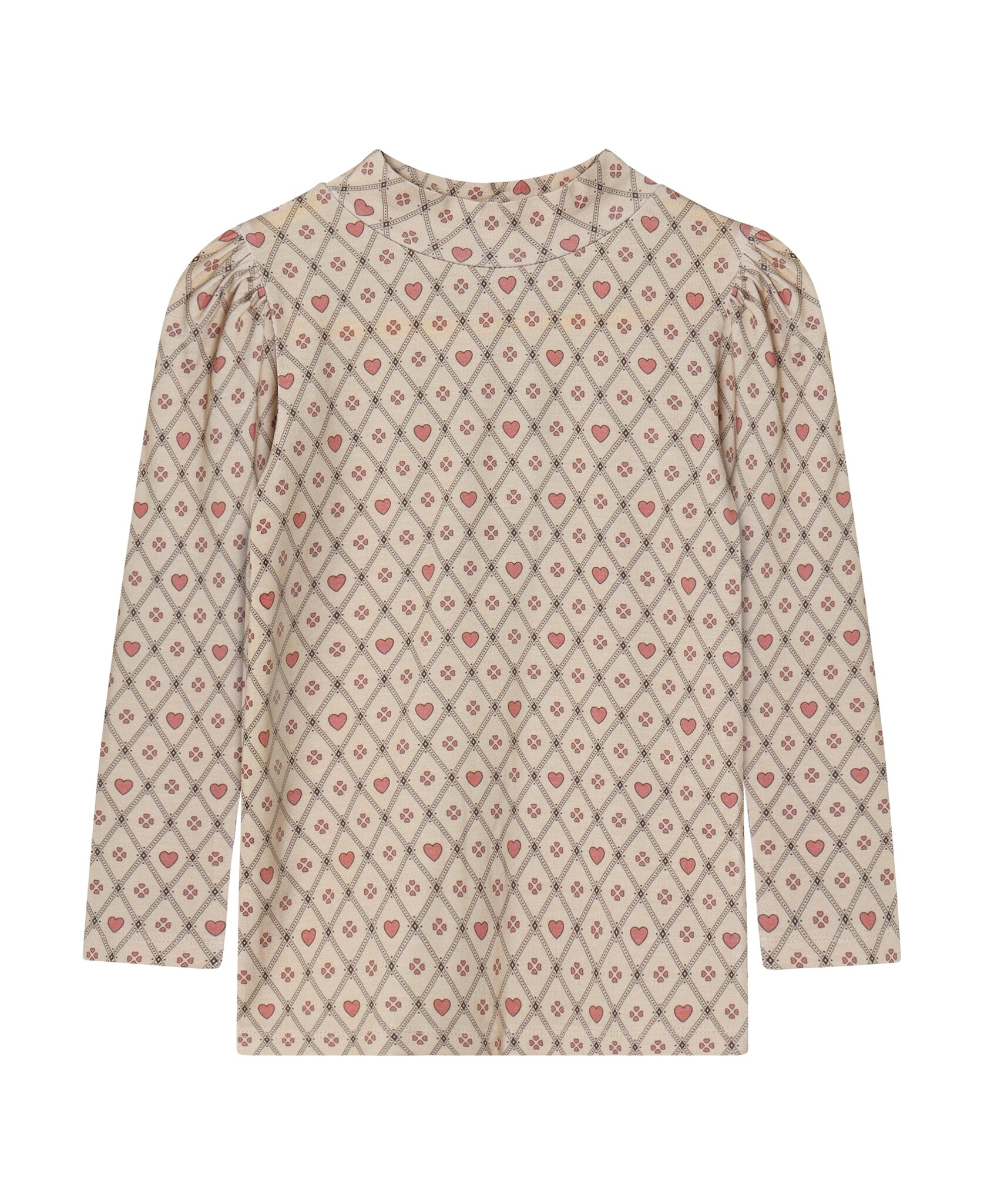 KELLY HEART LS PUFF BLOUSE/SANDSHELL HEART AOP