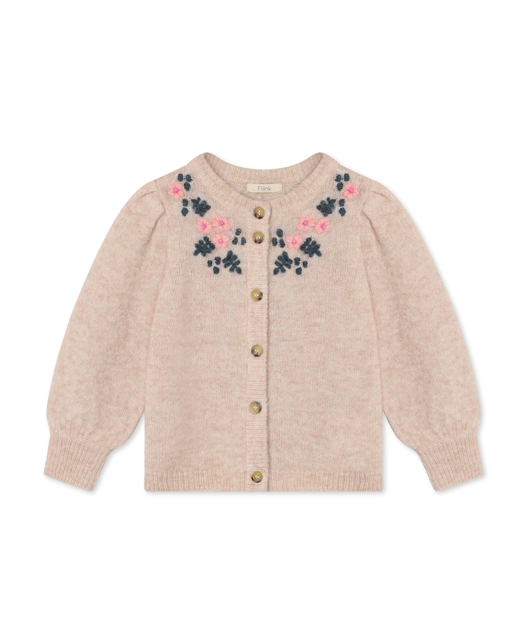 STAR ALPACA EMBROIDERED CARDIGAN/PEACH WHIP