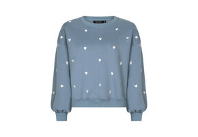Sweater Hearts Blue grey/ecru