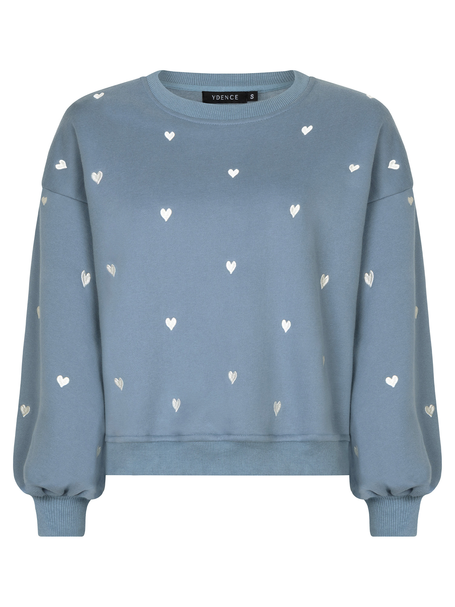 Sweater Hearts Blue grey/ecru