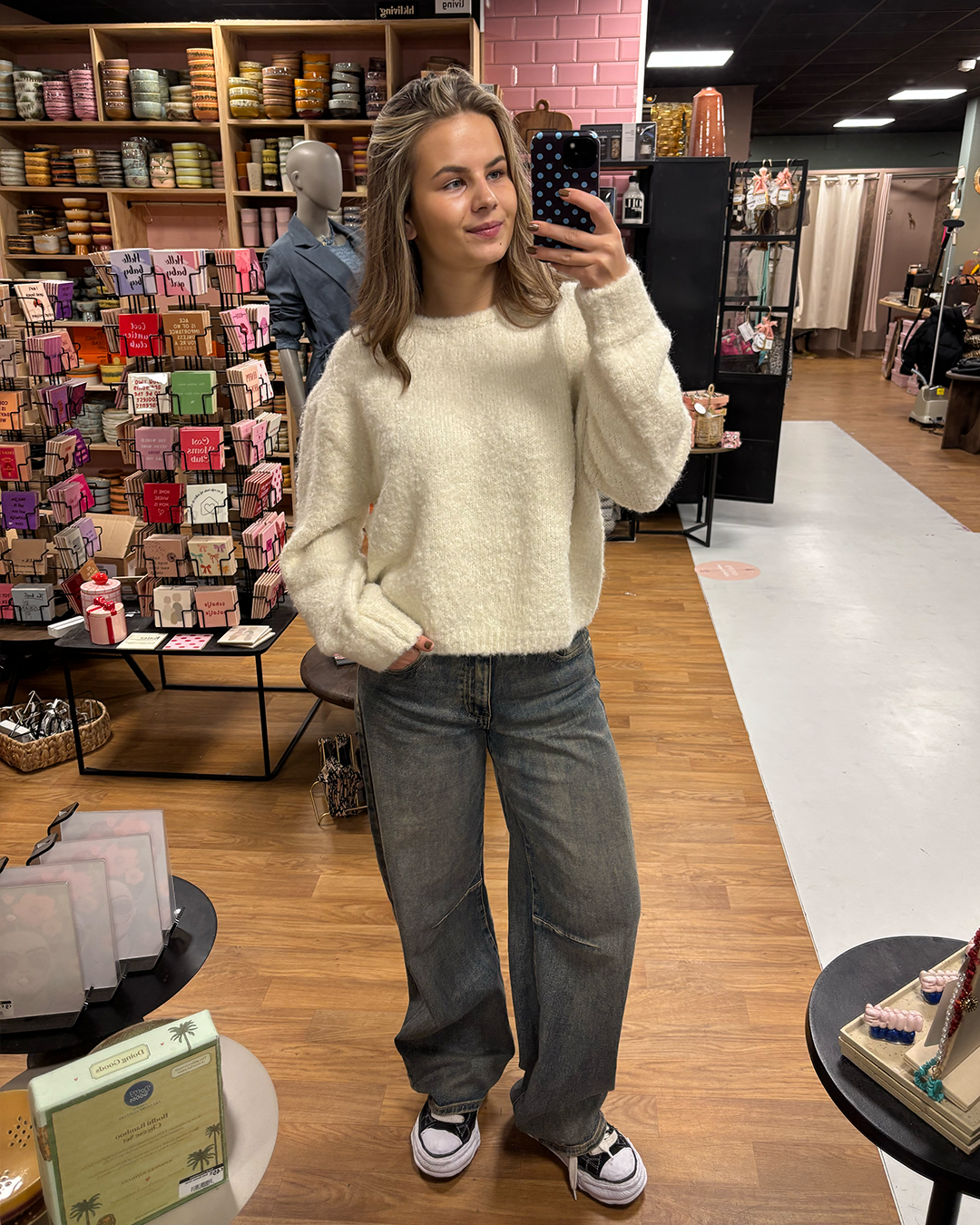 The Barrel Jeans Mid Waist Blue Denim L