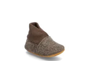 Wool Slippers w. Rib Walnut