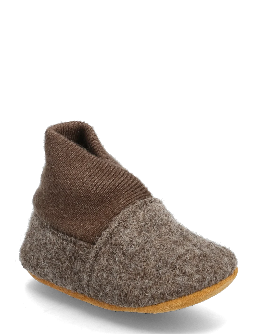 Wool Slippers w. Rib Walnut