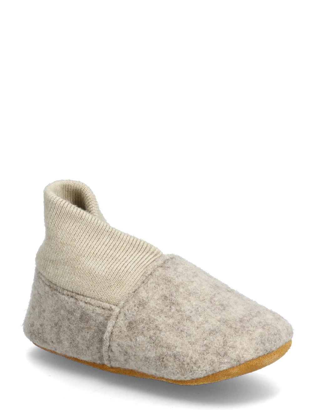 Wool Slippers w. Rib Sand Melange