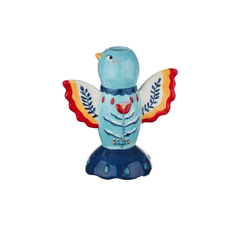 Aardewerk Kaarsenstandaard Indigo Swallow