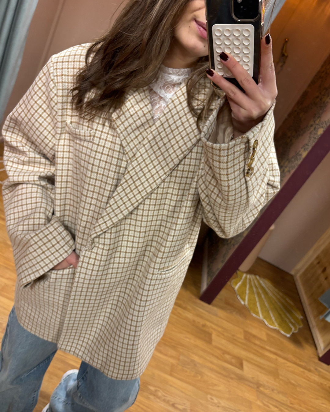 Blazer Celine Checked Beige