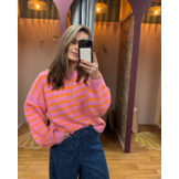 Trui Gestreept Knoopjes Roze/Oranje