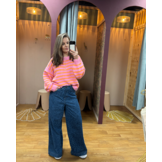 Trui Gestreept Knoopjes Roze/Oranje