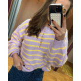 Trui Gestreept Knoopjes Lila/Geel