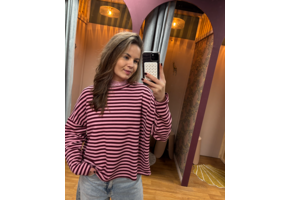Longsleeve Sweat Striped Roze/Bordeaux