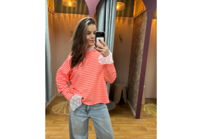 Longsleeve Sweat Striped Baby Roze/Neon