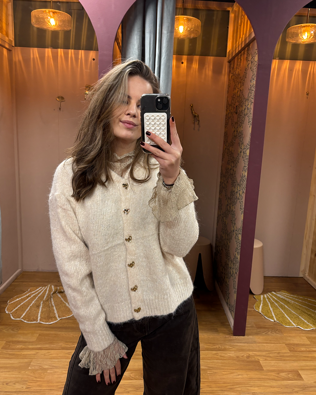 Vest Gouden Hartjes Knoopjes Creme